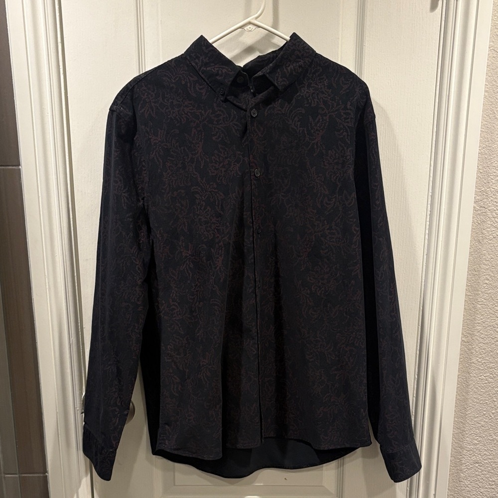 Men's Dark Red & Black Patterned button up